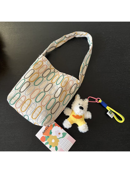 Cosbai soft geometric stitch shoulder bag displayed on white background