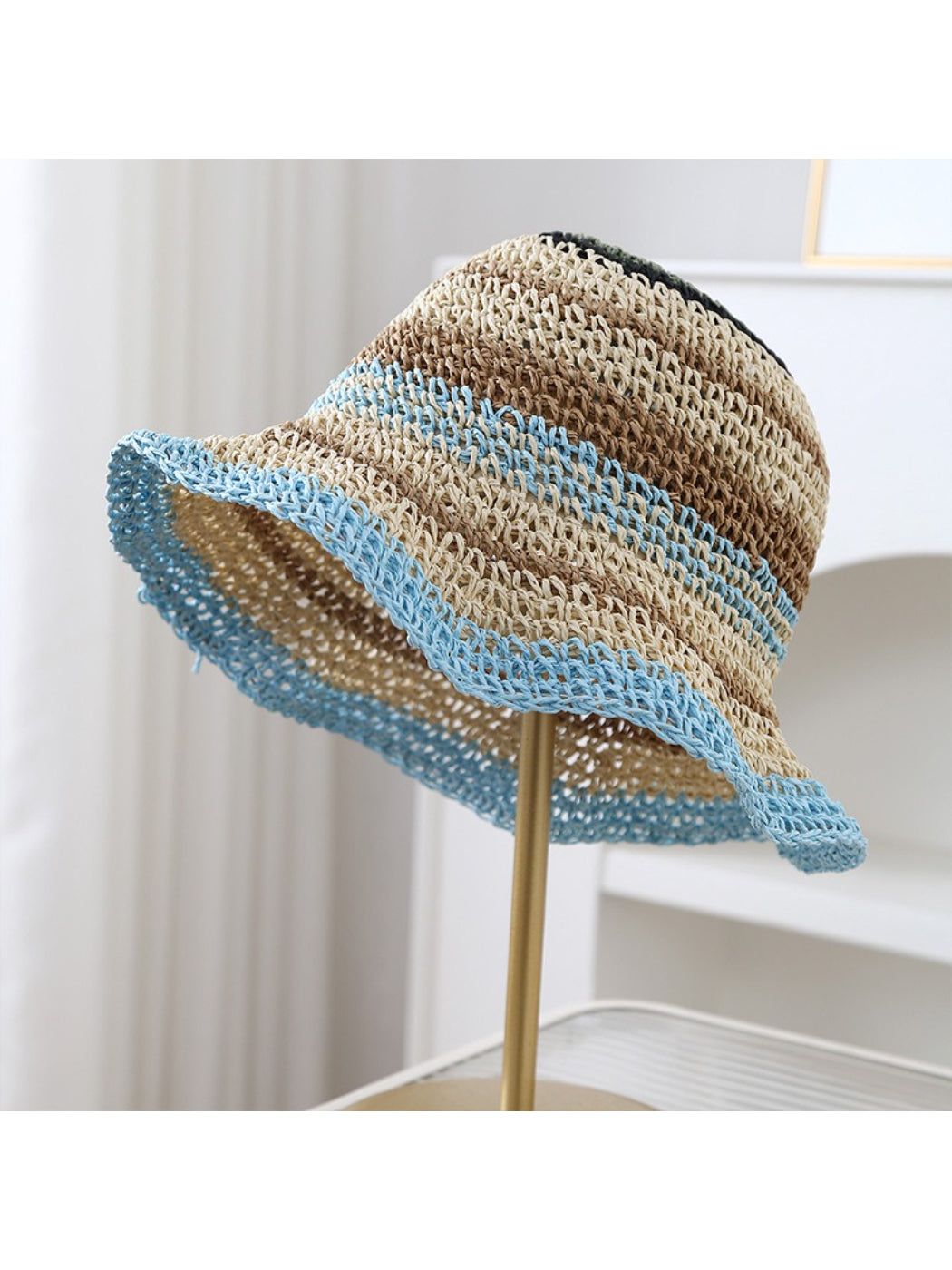 Haila - Stripe Detail Woven Bucket Hat