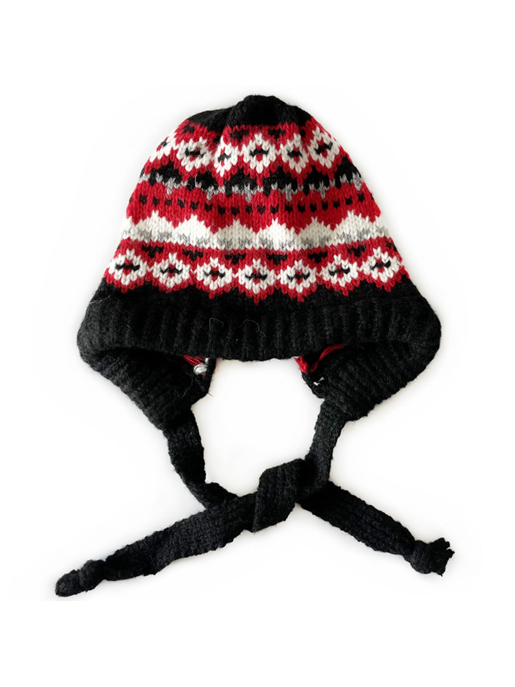 Haila - Bohemian Knitted Beanie with Earflaps & Tasseled Ties