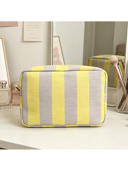 Cosbai - Striped Zipper Cosmetic Organizer Bag