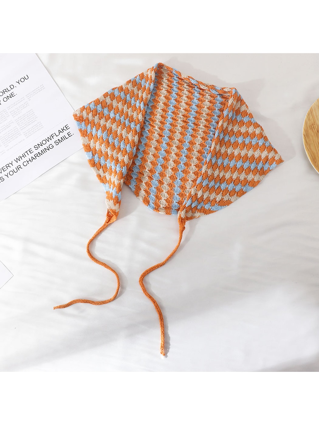 Scarvii - Contrast Stripe Knit Triangle Bandana