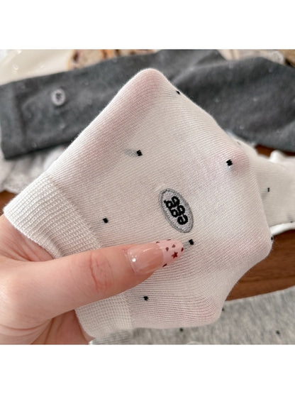 Rufia - Polka Dot Letter Embroidered Crew Socks
