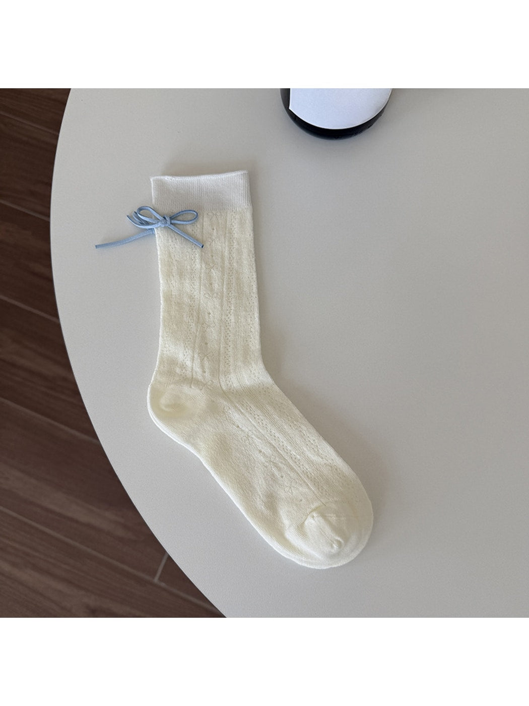 Rufia - Sweet Style Bow Accent Ribbed Crew Socks