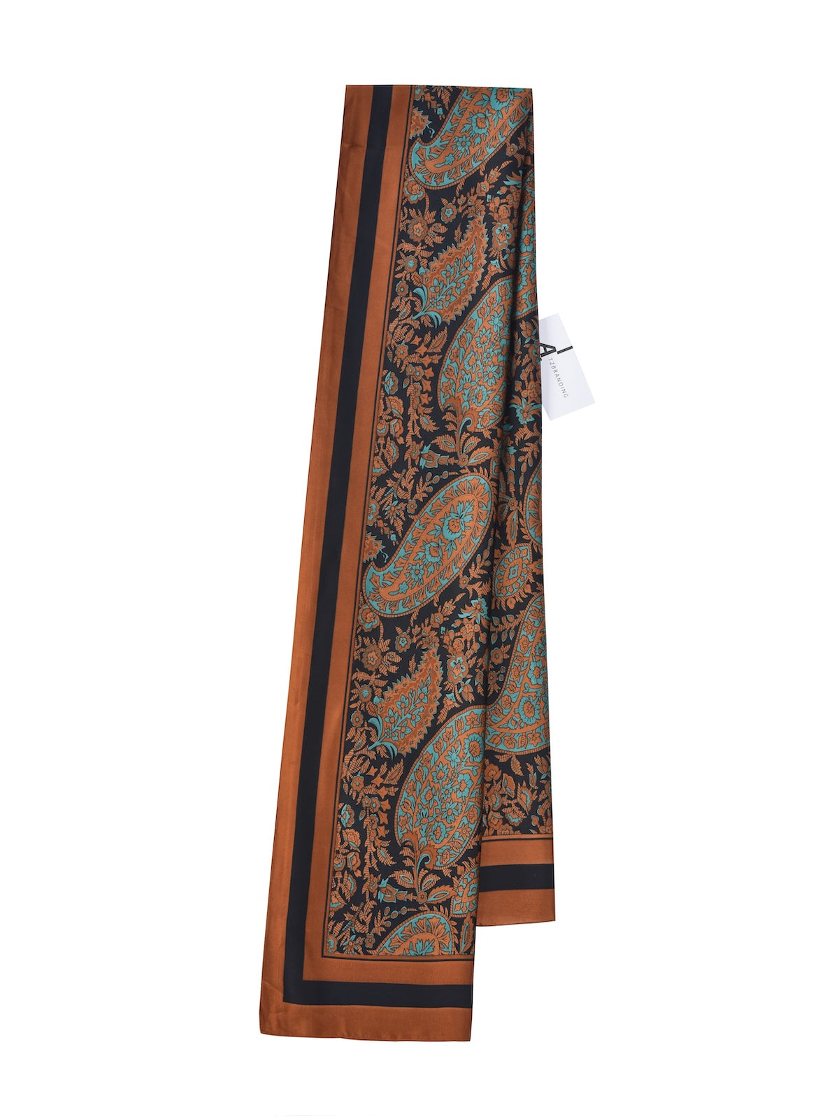 Scarvii – Brown Paisley Border Rectangle Scarf