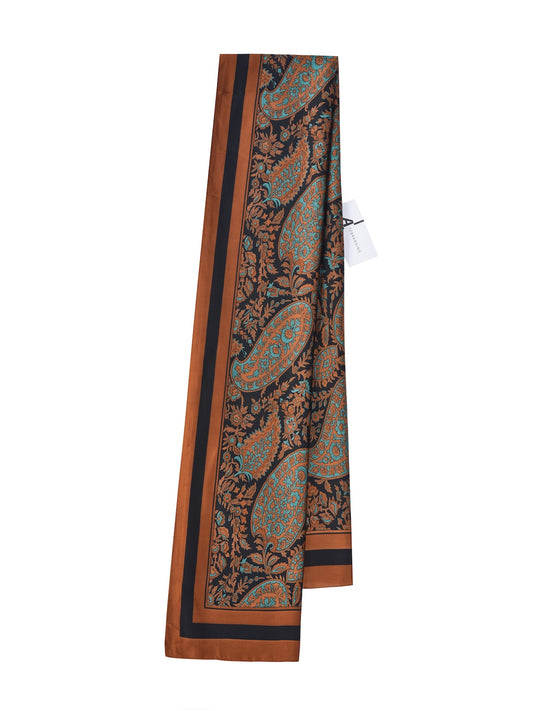 Scarvii – Brown Paisley Border Rectangle Scarf