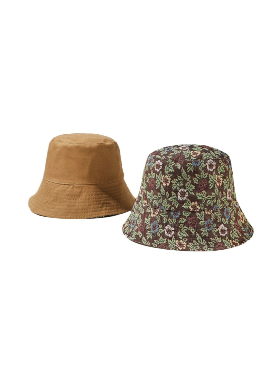 Haila vintage floral reversible bucket hat with pink and green flower pattern