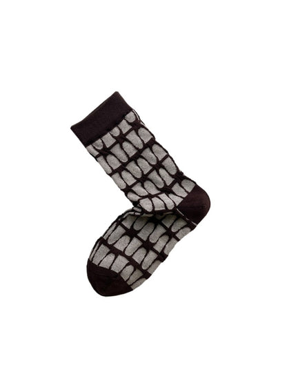 Rufia – Embossed Floral Geometric Mid-Calf Socks