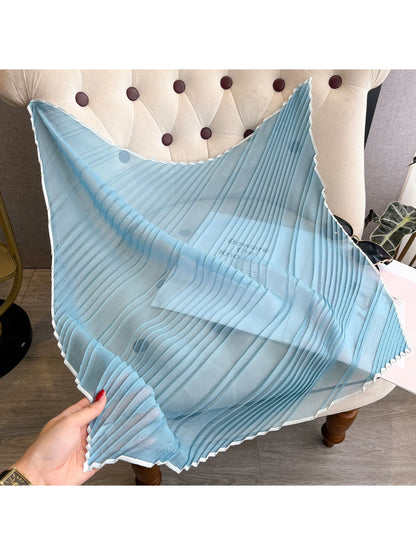 Scarvii - Sheer Pleated Border Trim Scarf