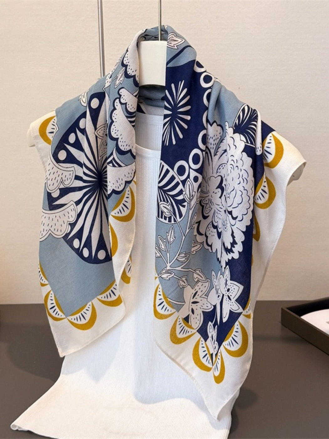 Scarvii - Boho Square Scarf with Botanical & Floral Print – Artistic & Bright