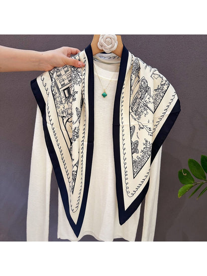 Scarvii - Minimalist Scenic Print Triangle Scarf