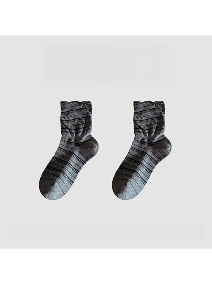 Rufia - Striped Colorblock Casual Crew Socks