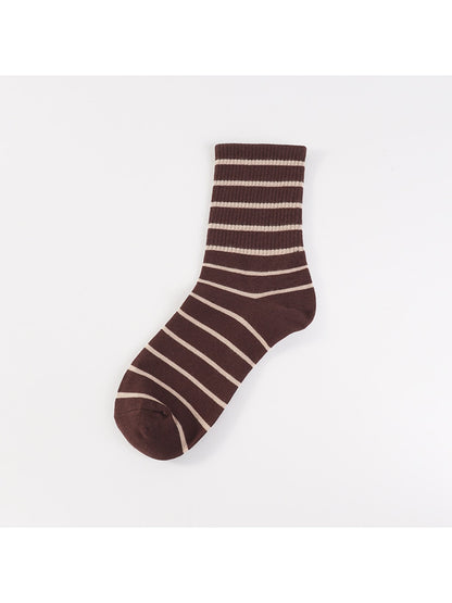 Rufia - Modern Style Striped Casual Crew Socks