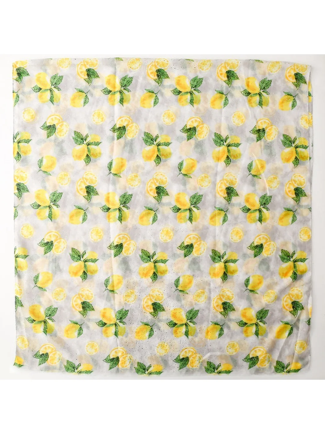 Scarvii - Lemon Foil Print Fringed Wrap Scarf