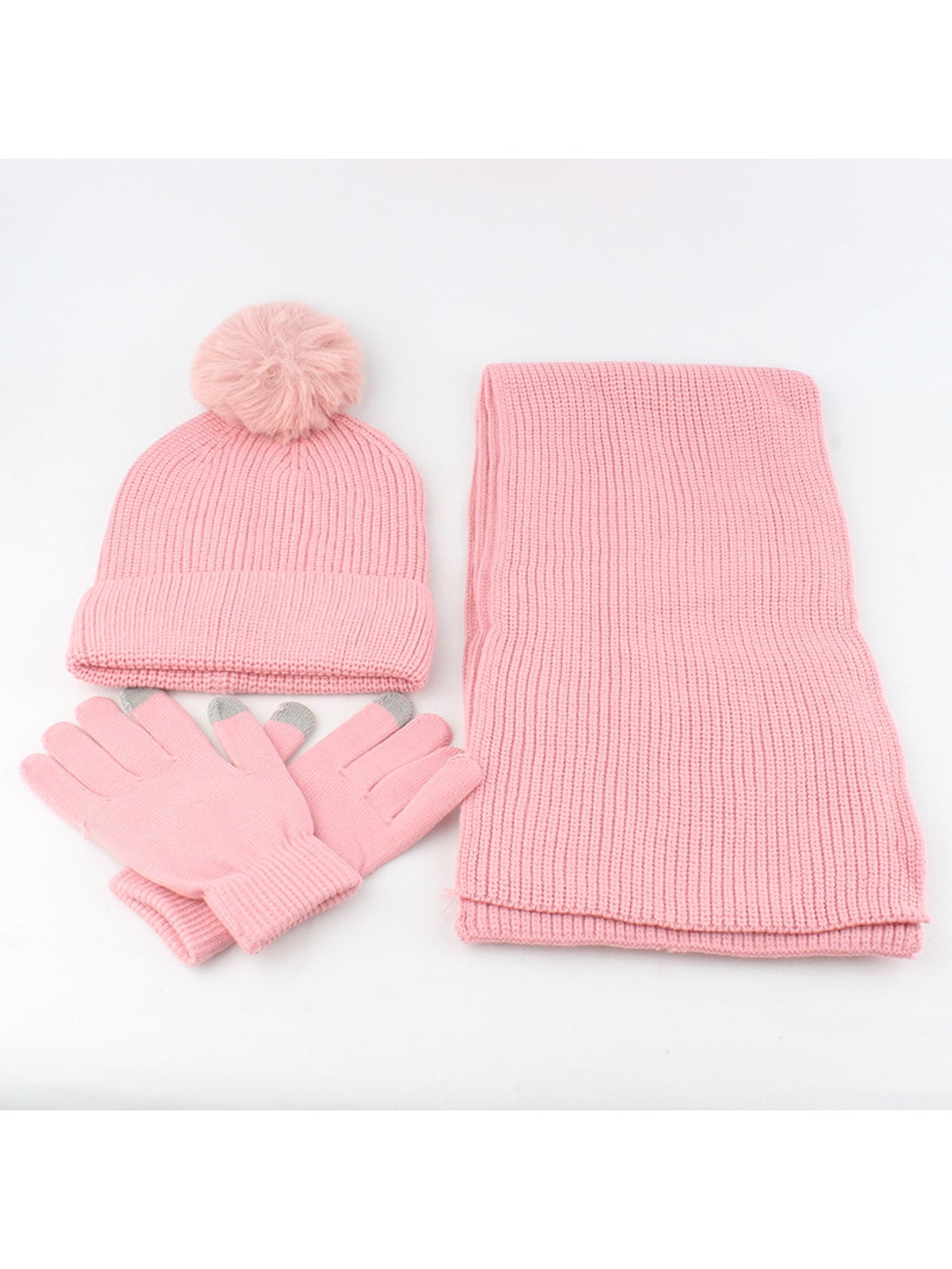 Haila - Solid Color Beanie Scarf Gloves Set