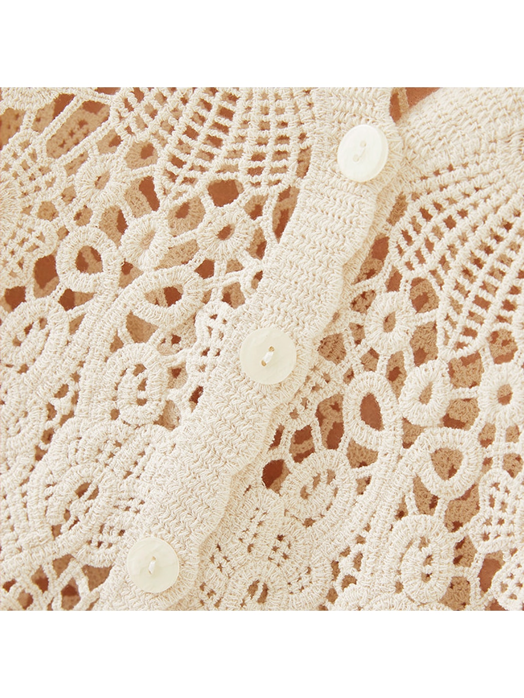 Crosa - Vacation Style V-Neck Hollow Out Knit Cardigan