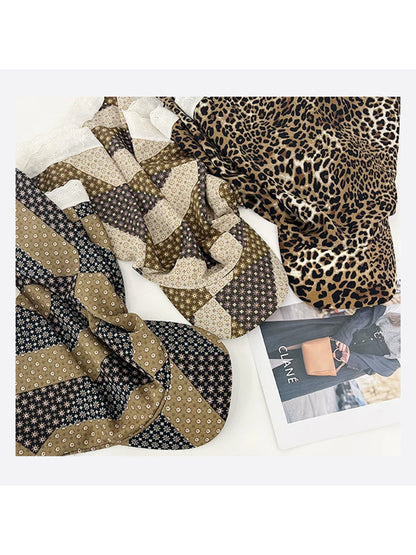 Haila - Floral Patchwork Lace Trim Scarf Cap