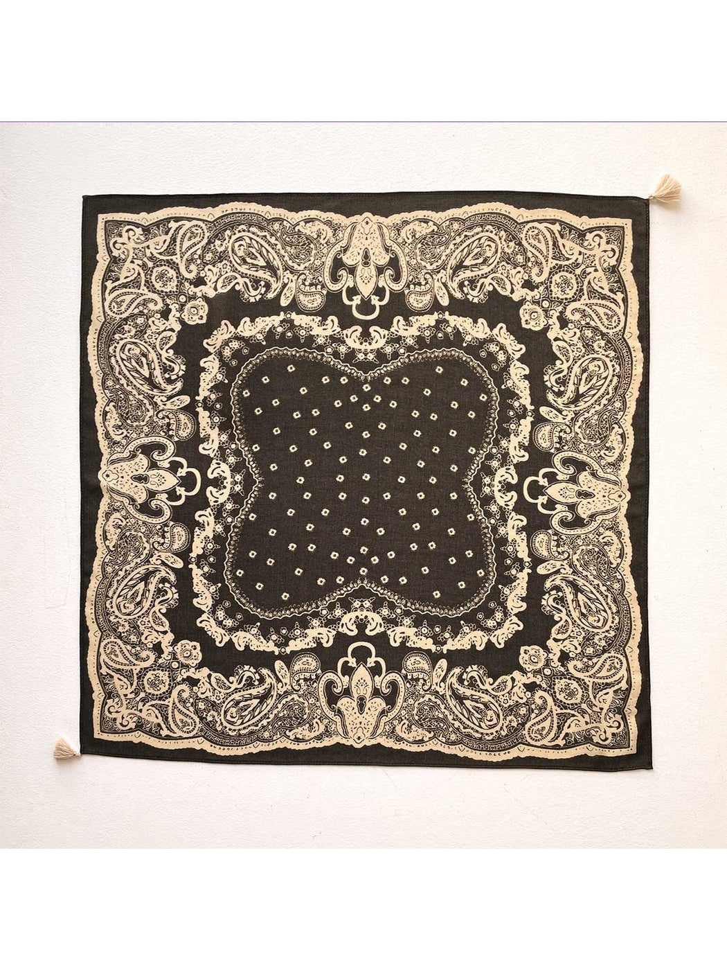 Scarvii - Coffee Tone Paisley Print Square Scarf