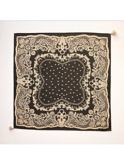 Scarvii - Coffee Tone Paisley Print Square Scarf