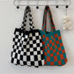 Cosbai – Knitted Checkered Tote Bag