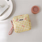 Cosbai - Small Plaid Makeup Pouch Square Bag