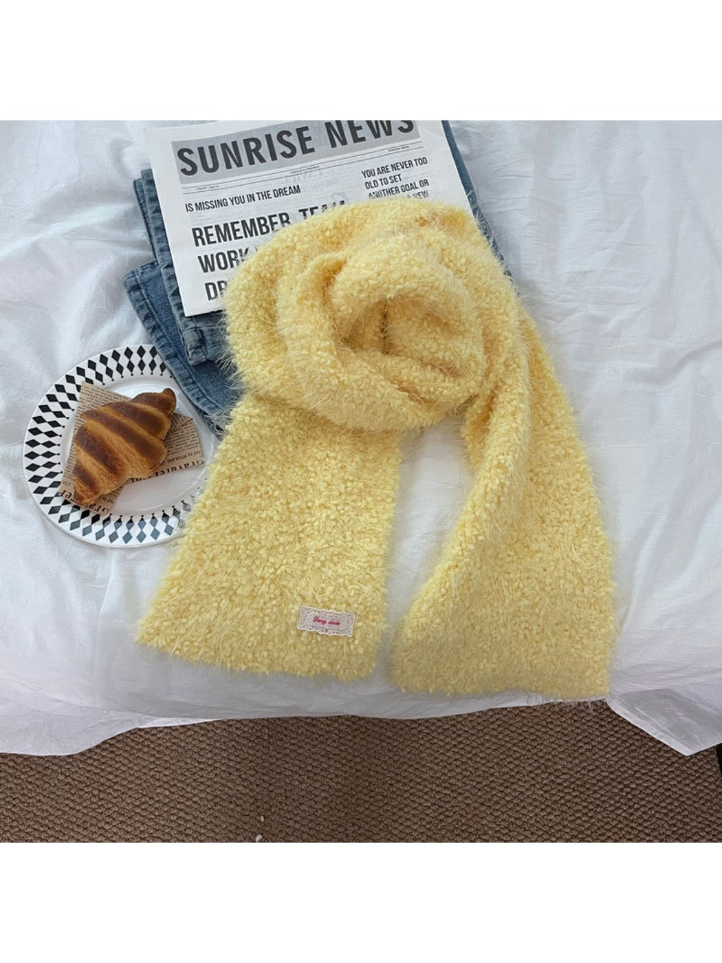 Haila - Sweet Textured Long Winter Knit Scarf