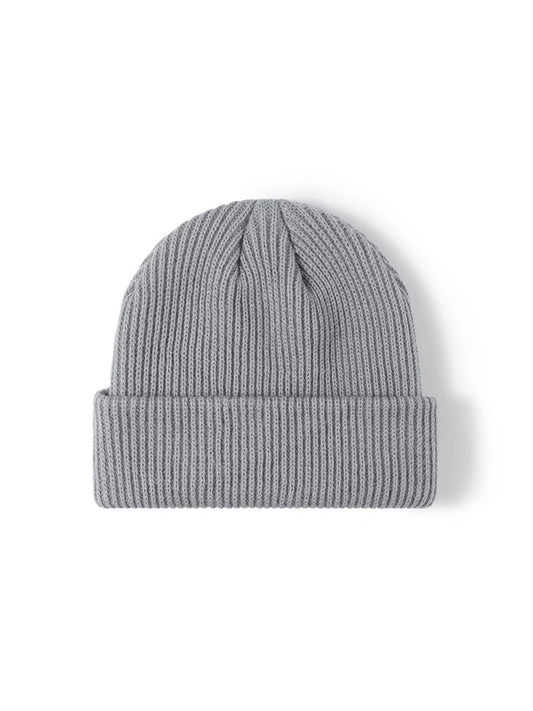 Haila - Solid Ribbed Cuffed Acrylic Knit Beanie