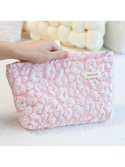 Cosbai - Embossed Cloud Floral Print Makeup Bag