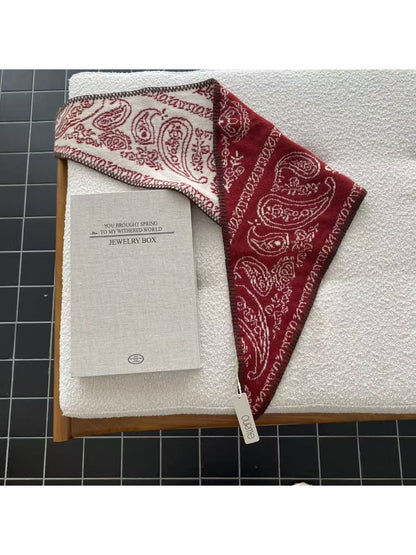 Scarvii - Paisley Contrast Stitch Trim Bandana Scarf