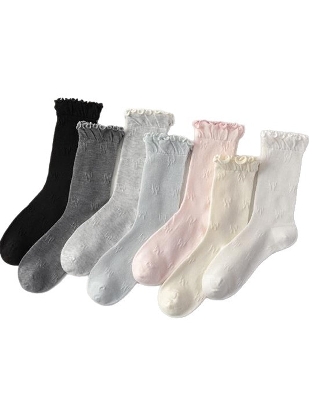 Rufia - Muted Solid Color Ruffle Crew Socks