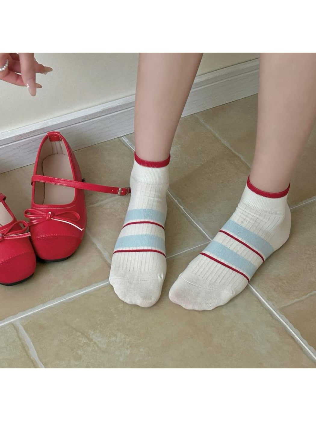 Rufia - Cute Cat Stripe Pattern Ankle Socks