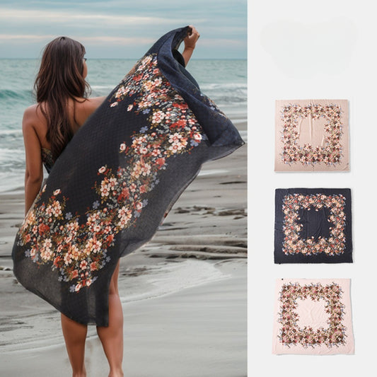 Scarvii - Floral Print Square Scarf