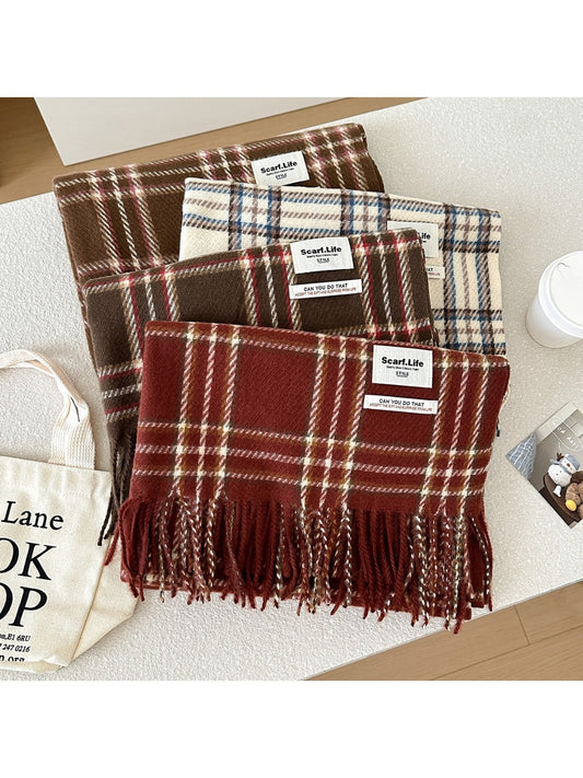 Scarvii - Classic Plaid Fringe Winter Scarf