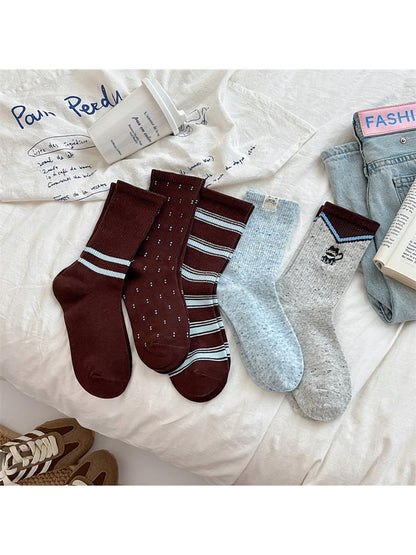 Rufia - Retro Muted Ribbed Crew Socks