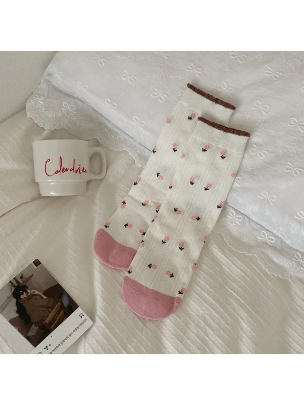 Rufia - Contrasting Toe Color Crew Socks