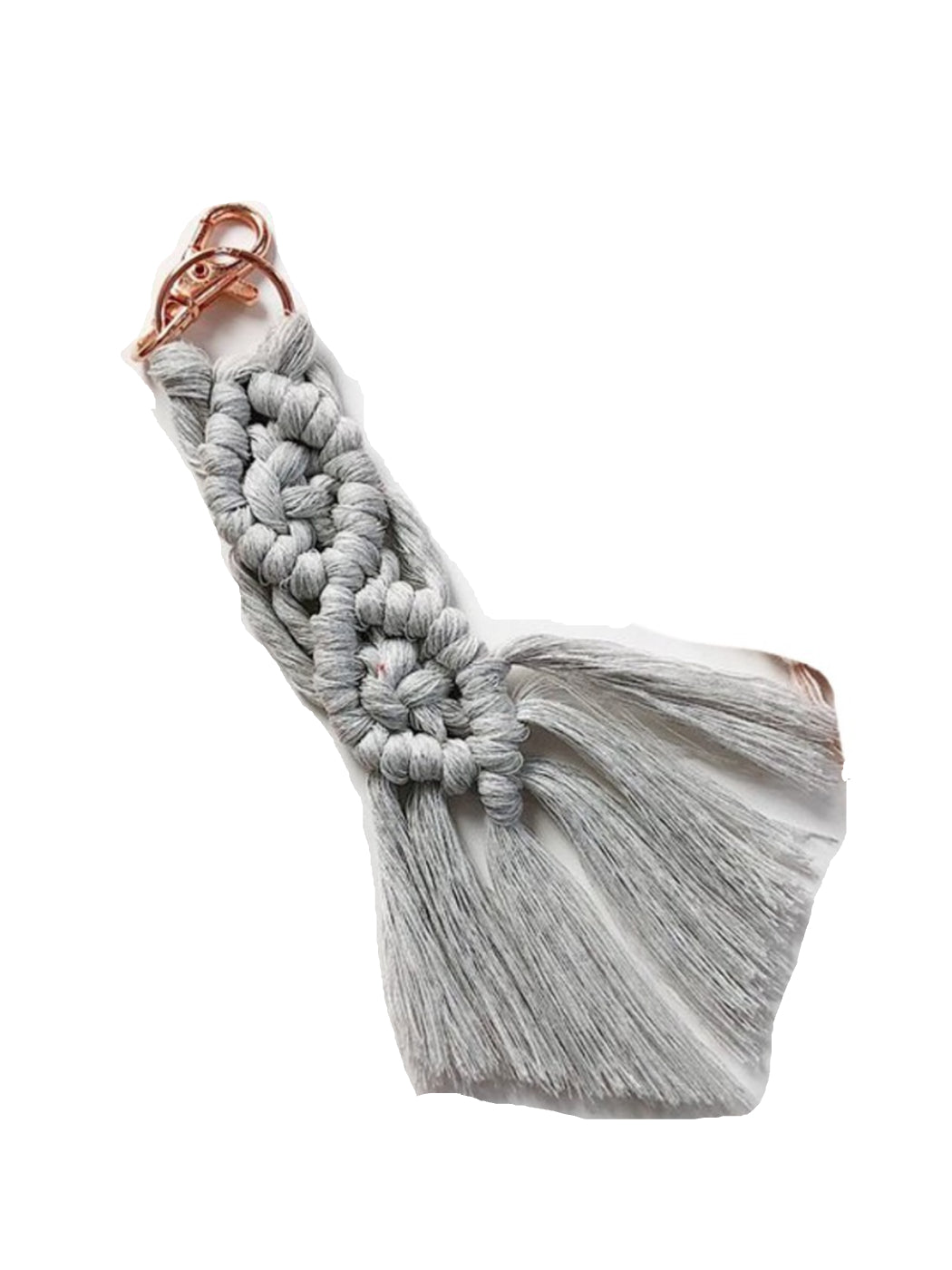 Koco Braided Keychain with Fringe Bag Charm & Accessory with woven texture and tassel detail