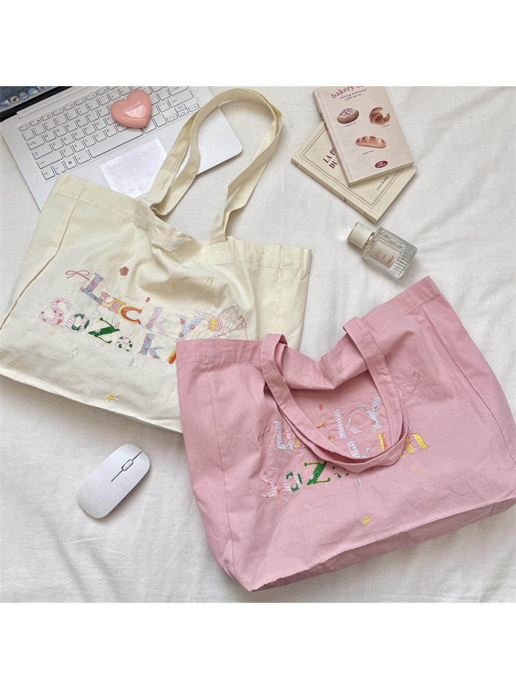 Cosbai - Colorful Embroidery Everyday Tote