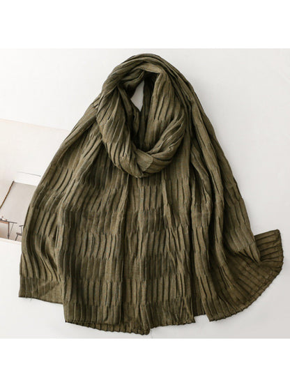 Scarvii - Textured Pleated Finish Long Scarf