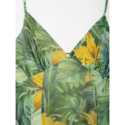 Troposa - Backless Mini Dress - Floral & Leopard & Leaf