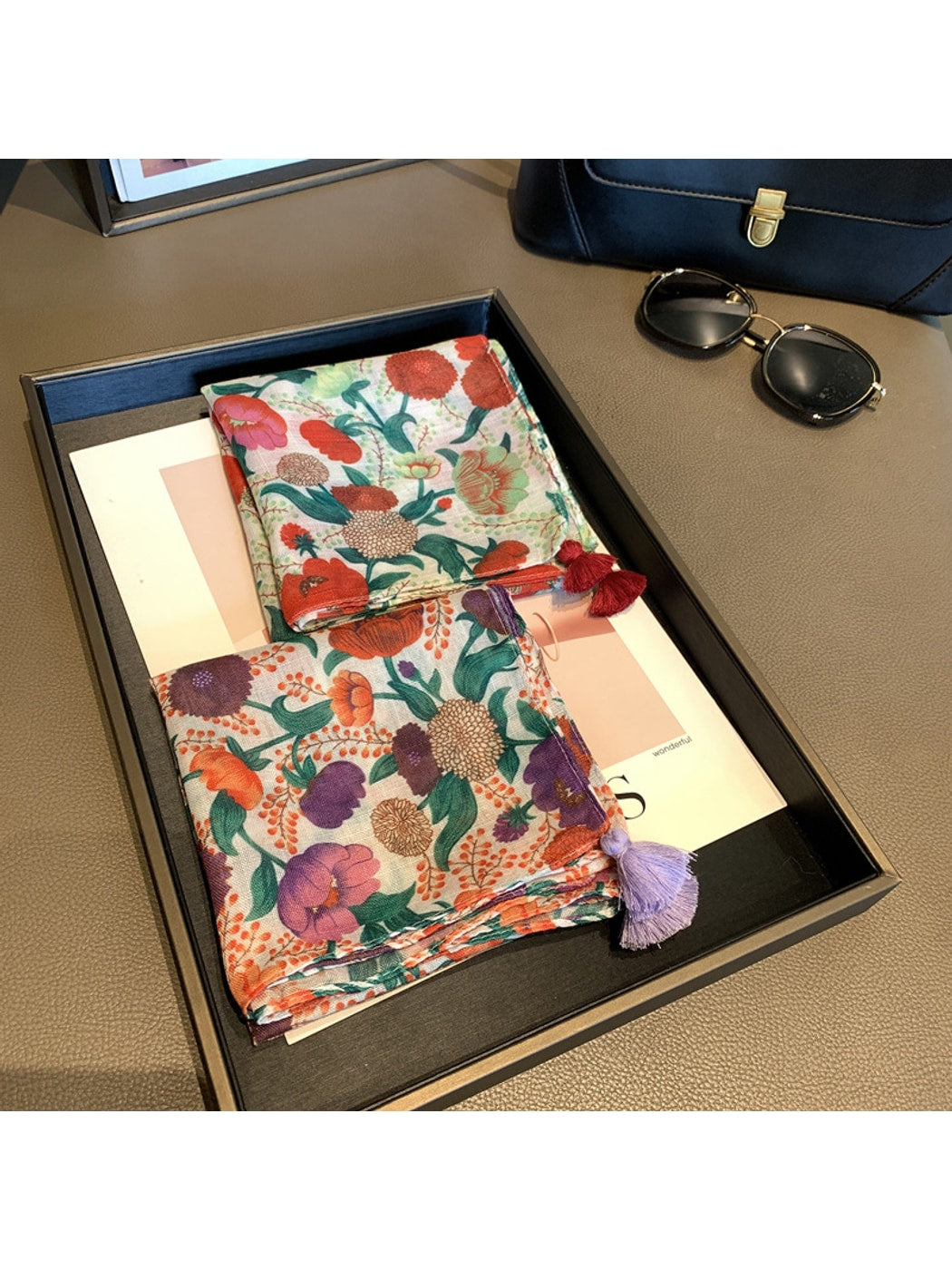 Scarvii - Floral Pattern Elegant Square Scarf
