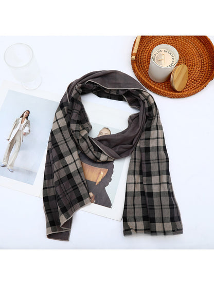 Scarvii - Retro Plaid Geometric Long Rectangle Scarf