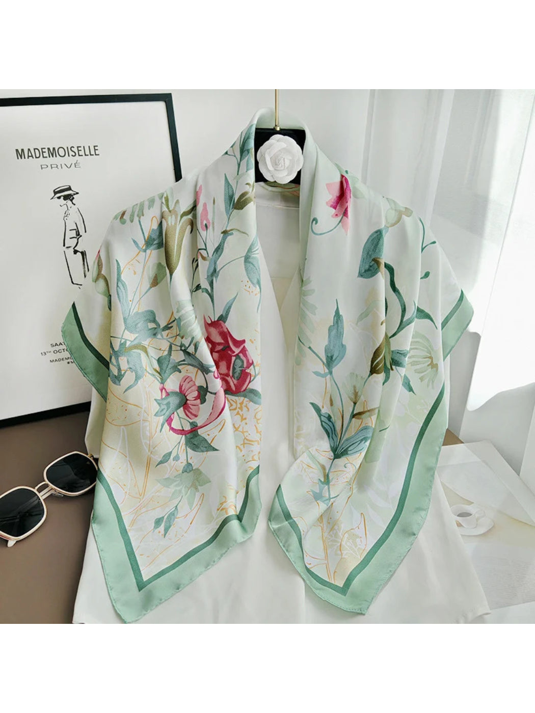 Scarvii - Botanical Floral Print Square Scarf