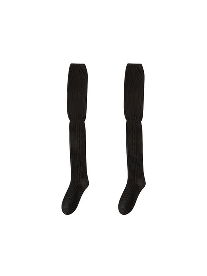 Rufia - Solid Color Textured Knee-High Socks