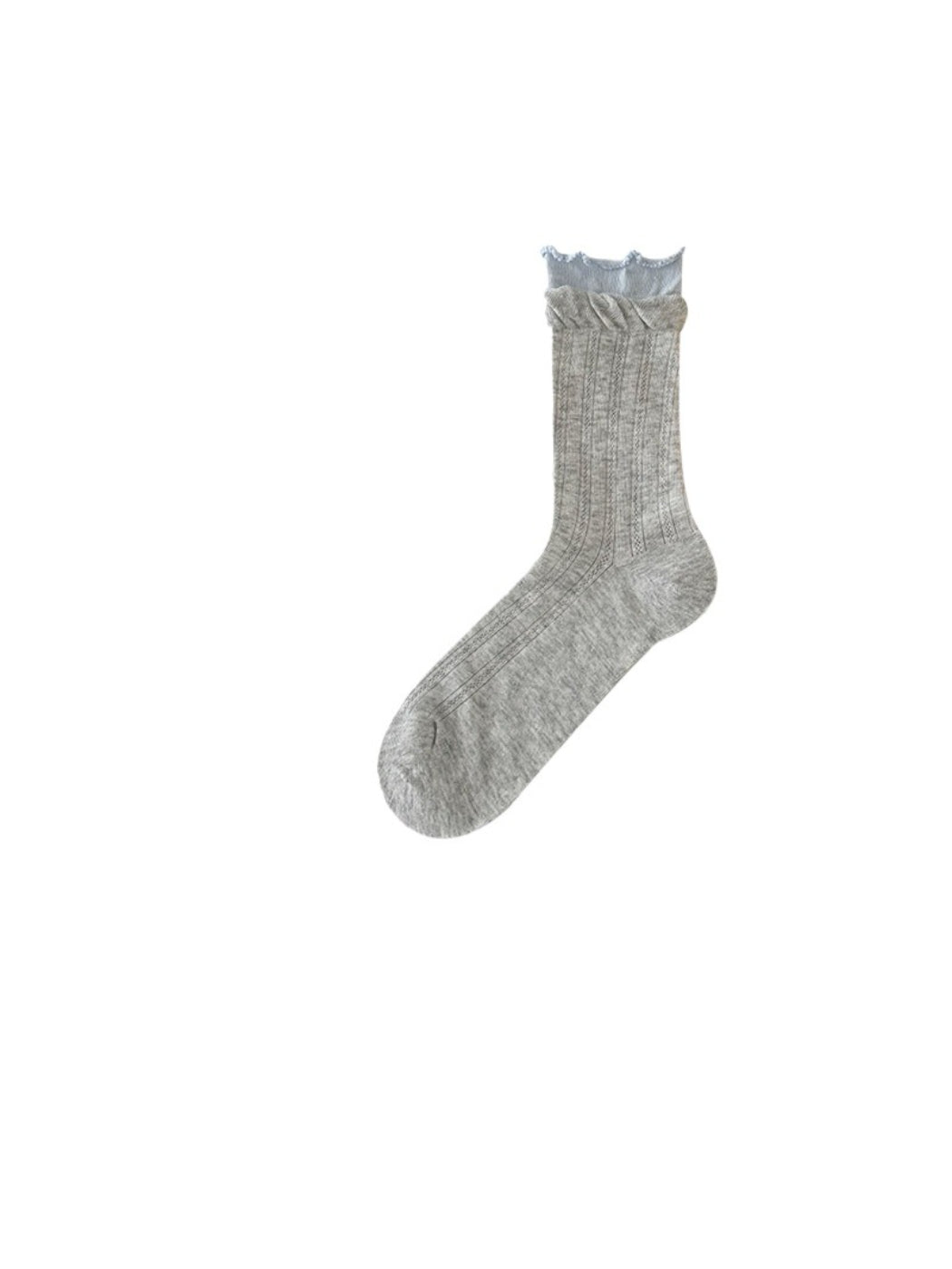 Rufia - Soft Ribbed Lace Cuff Crew Socks product image 4