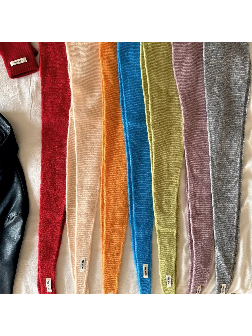 Scarvii - Textured Tapered Long Narrow Scarf