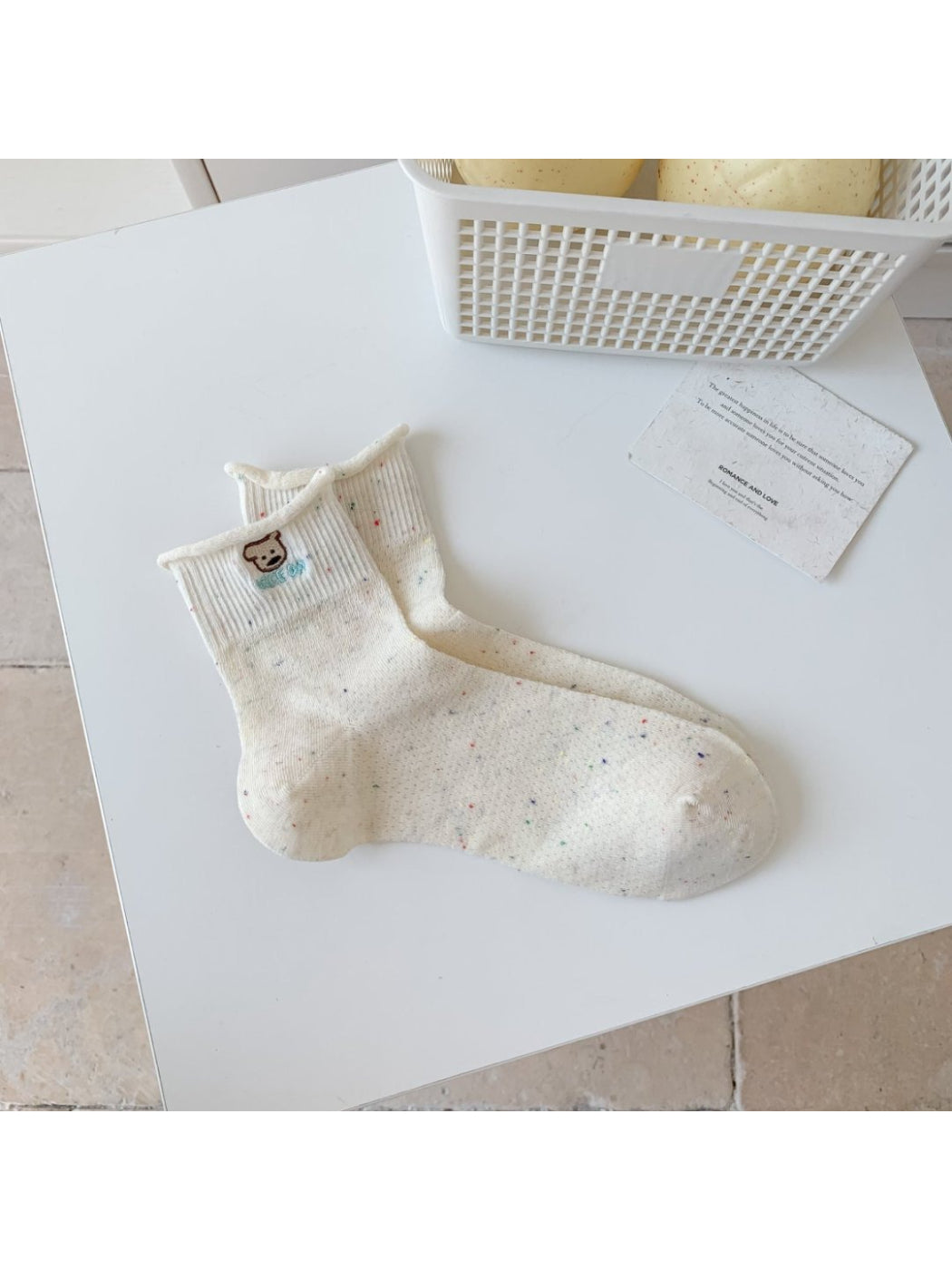 Rufia - Cute Icon Speckled Ankle Crew Socks
