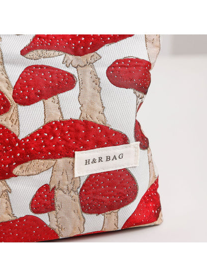 Cosbai - Floral Mushroom Zippered Cosmetic Bag