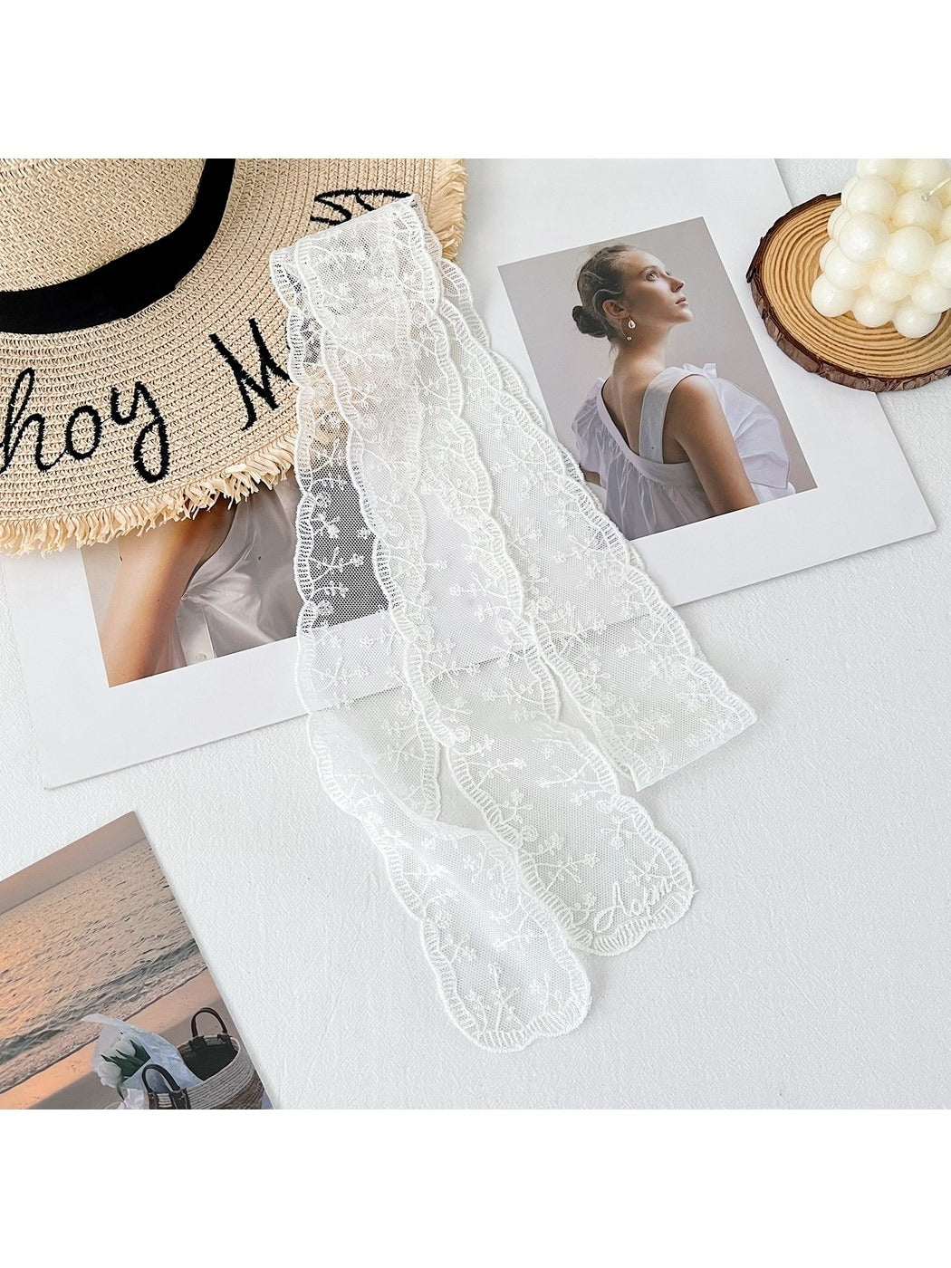 Scarvii - Lace Long Narrow Styling Scarf