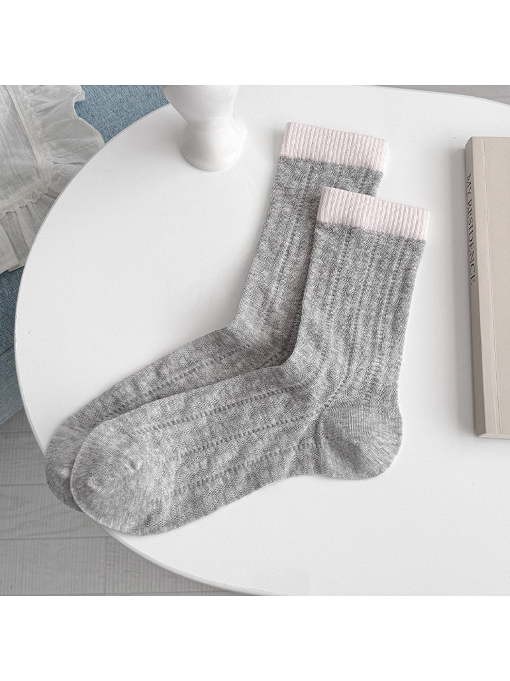 Rufia - Color Block Mesh Detail Women's Crew Socks