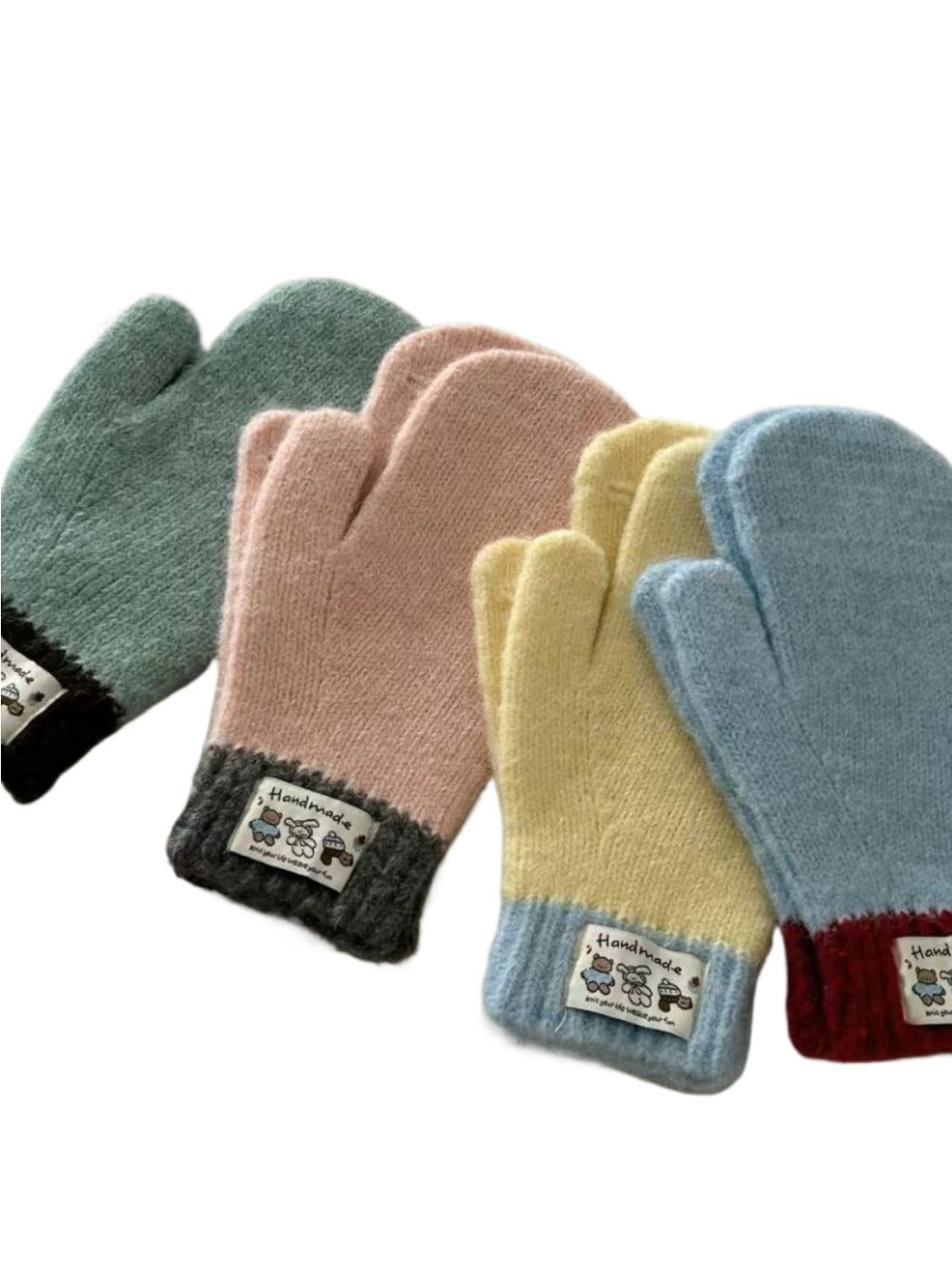 Gloving - Classic Color-Block Full-Cover Knitted Mittens