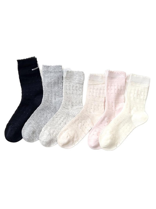 Rufia - Hearts and Bow Embossing Crew Socks